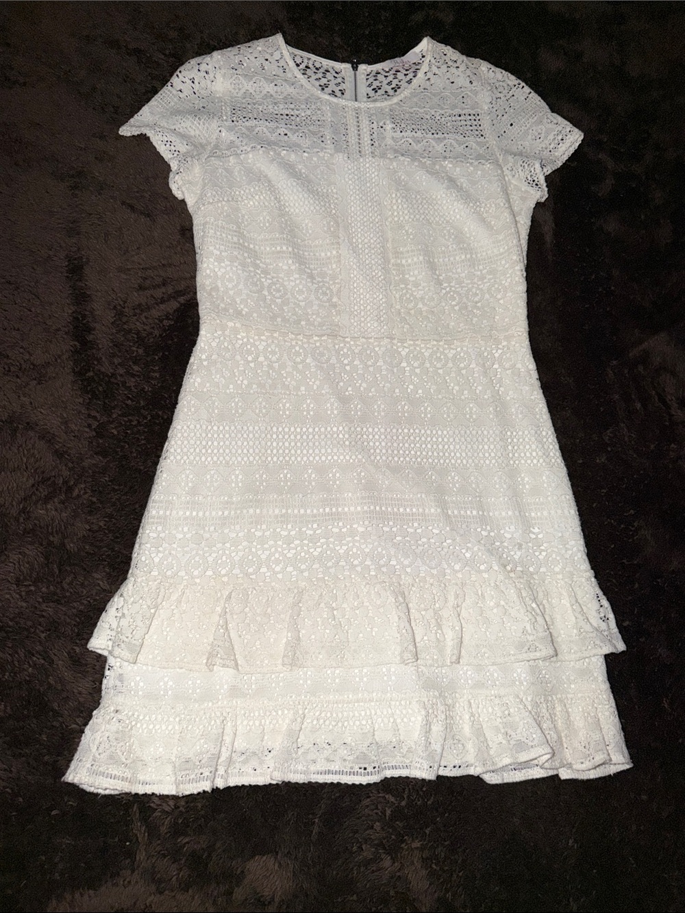 Parker White Lace Tiered Ruffle Dress